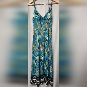 She's Cool - Women's long sundress maxi dress Size Large - Teal blue